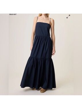 Rag & Bone Navy Sage Tiered Cotton-poplin Maxi Dress